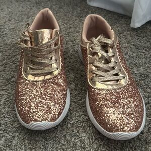 Rose gold sparkly tennis shoes
